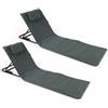 Baroni Home Set 2 Lettini Prendisole Pieghevoli da Spiaggia con Cuscino Imbottito, Schienale Reclinabile, Tasca Portaoggetti, Sdraio Portatile per Mare Piscina Campeggio, 48x150x52 cm Grigio