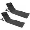 Baroni Home Se di 2 Lettini Prendisole Pieghevole da Spiaggia con Cuscino Imbottito, Schienale Reclinabile, Tasca Portaoggetti, Sdraio Portatile per Mare Piscina Campeggio, 48x150x52 cm Nero