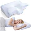 HOMCA Cuscino Cervicale 2 in 1 Memory Foam per Dormire,Bianco,60x40x12/14cm
