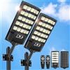 VBOK IGFE 600W Lampione Solare Led Esterno 2 pezzi,IP66 Impermeabile Faretto Stradale con Sensore di Movimento,6500K Lampioni da Giardino Esterno Solari per Garage Strada