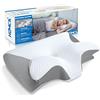 HOMCA Cuscino Cervicale 2 in 1 Memory Foam per Dormire,Grigio,60x40x12/14cm