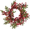 Baroni Home Ghirlanda Natalizia, Ghirlanda di Natale Decorativa, Addobbo Natalizio per Interni ed Esterni, 30X30X8 cm, Rosa Selvatica Rossa Piccola