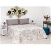 Baroni Home Trapuntino Copriletto Luxury Primaverile Estivo in Microfibra, Trapunta Estiva Matrimoniale 260x260 cm - Fiori Tortora