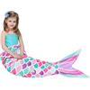 WERNNSAI Coperta con Coda di Sirena - Sirena Sacco a Pelo per Ragazze Bambini Tutte Le Stagioni Morbida Flanella Pile Coperta Coccole Indossabile Regalo di Compleanno, 140 x 60cm (Paillettes, Bambini)