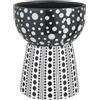 Baroni Home Vaso Decorativo Moderno in Ceramica Dipinta a Mano, Vaso per Fiori e Piante da Interno ed Esterno, Soprammobile Colorato Linea Pois, 16x19,7 cm, Bianco