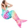 WERNNSAI Coperta a Coda di Sirena - Indossabile- con Sirena in Peluche per Ragazze Bambini Adolescenti Coperta per Coccole in Morbido Pile di Flanella per Tutte le Stagioni 140cm x 60cm (Arcobaleno)