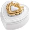 Baroni Home Cofanetto Cuore Sacro Ex-Voto in Resina Dipinta a Mano, Arte Sacra Tradizionale,Portagioie o Portaoggetti Decorativo Bianco e Oro, Idea Regalo, 9x9x5,5 cm