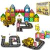 Desire Deluxe Road Magnetic Tiles - Set di Auto Gru Magnetica per Bambini, Giocattolo Educativo STEM Montessori Prescolare per Costruzioni, per Bambini e Bambine dai 3 Anni