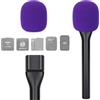 YOUSHARES - Adattatore portatile Interview Go, impugnatura per microfono Rode Wireless GO II, wireless GO/Me/Pro, DJI Mic 2, con copertura in schiuma per microfono (schiuma viola)