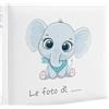 Instant Project Album Fotografico Mascagni da 100 Foto 13x19, 13x18 Bambino Bambina | Portafoto Bimbo Bimba a Tasche Vari Animali con Memo Incluse (Bianco, Elefantino)