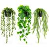 Generico 4 Pezzi Piante Artificiali Sospese con Vaso - Pianta Finta Cadente Decorativa da Interno - Verde Ornamentale Pensile per Casa, Balcone, Ufficio e Arredo Moderno