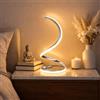 Arcadia Lampada da Comodino LED - Luce Notturna Dimmerabile Bianco Freddo, Naturale e Caldo - Design a Spirale Moderno 3200 Lumen - Abat-jour per Camera da Letto, Scrivania e Salotto (1 x Argento)