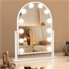 Shally Dogan Specchio da Tavolo ad Arco con Struttura in Alluminio e Led a Bulbi 3 Colori Bianco Freddo, Caldo e Naturale, Illuminazione Dimmerabile, Decorazione Design Moderno Indipendente 30 x 40 cm