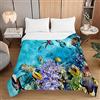 Surwin Trapuntino Copriletto Trapuntato Primaverile Estivo, Stile Moderno, Trapuntino in Morbida Microfibra con Stampa Vita Marina 3D Coperta Letto Singolo Matrimoniale (180x220cm,barriera corallina)