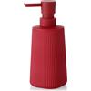 YAUKPH Piccolo dispenser di sapone per bagno e cucina, moderno stile rustico a righe, in plastica, portasapone con pompa, rosso opaco