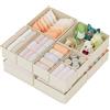 XIVIRACK Set di 10 Organizer Cassetti, Organizzatore per Armadio, Scatole di Stoccaggio Pieghevoli in TNT, per Calze,Biancherie, Reggiseni, Cravatte, Sciarpe, Beige