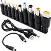 VISSQH Cavo di Alimentazione da USB a DC,10 in 1 Adattatore di Alimentazione DC 5.5x2.1 mm Femmina a Maschio Jack Connettore,Barrel Tips DC per laptop,altoparlanti,power bank,router,ecc(Nero)