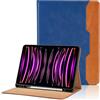 Oduio Custodia per iPad Air 11 Pouces 2024/ iPad Pro 11 Pollici 2022/2021/2020 (4a/3a/2a Generation) Pelle Tablet Case, Protettivo Supporto con Pencil Holder, Auto Svegliati/Sonno - Blu