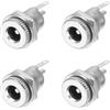 QUARKZMAN 4 Pezzi DC5525 Jack Di Alimentazione, 12V 1A 5.5x2.5mm 2 Pin Connettore Femmina DC A Montaggio A Pannello Con Dado E Rondella Metallico Per Dispositivi, Argento 12.5x12.5x26.5mm