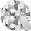 JIMOWANG Funny Grey Cats Mouse Pad for Desk with Non-Slip Rubber Base Office Computer Round Mouse Mat for Home Office Desk Accessories