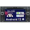 SXAUTO Android 10 Autoradio Doppio DIN per Ford C-Max/Connect/Fiesta/Focus/Fusion/Galaxy/Kuga S-Max/Transit/Mondeo - 2G/32G - Gratuita Camera Microfono - 7 pollici - 4G WiFi DAB BT5.0 Volante Carplay