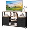 Fuyoula Mobile TV con 4 Cassetti, 120 cm, Credenza Multiuso con Ripiani Aperti, Mobiletto Impermeabile con Maniglie, Nero (Marrone)