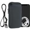 kwmobile Custodia Neoprene con Zip per Smartphone XL - 6,7/6,8 - Portacellulare a Tracolla - Porta Cellulare da Collo Universale - grigio scuro