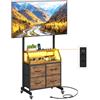 OYRREU Supporto TV con Ruote, Porta TV con LED e Presa Elettrica per 32-75