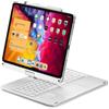 kaidisen Custodia con tastiera rotante a 360° per iPad Pro 13 M4/Air 13/Pro 12,9 6a/5a/4a/3a generazione con touchpad retroilluminato a 7 colori pieghevole e rotante a 360°, argentato