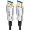 PremiumCord 4K Cavo in Fibra Ottica HDMI 2.0, Velocità Ultra Elevata 18 Gbit/s, EDID, ARC, HDR, Risoluzione 4K@60Hz 2160p, Full HD@240Hz, Compatibile con PS5, Xbox, PC, TV, Placcato Oro, 15 m