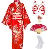 CRFASIBE 5 Pezzi Kimono Donna Giapponese, Yukata con Accessori, EU 36-46