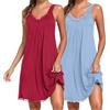 Uniexcosm Camicia da Notte Donna Cotone Corta Con Girocollo Sciolto Maniche Corte Volant Lovable Sleepwear per Casa e Casuale LBL+WR 3XL