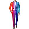 Generisch Tuta da uomo, set da 2 pezzi, arcobaleno, per feste a tema, da discoteca, da uomo, vestibilità normale, blazer, 2 pezzi, giacca per smoking
