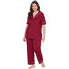 Ulla Popken Donna Pigiama Rosso Porpora 54+