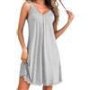 Uniexcosm Camicia da Notte Donna Cotone Corta Con Girocollo Sciolto Maniche Corte Volant Lovable Sleepwear per Casa e Casuale Grigio Chiaro L