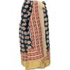 GURU SHOP Pareo leggero in cotone stampato a mano, lunghi, senape/beige, blu/nero, Taglia unica