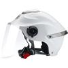 BOSERMEM Casco Aperto Classico, Mezzo Casco Con Visiera, Fibbia a 7 Sezioni, Calotta In 709abs Combinata Con Strato Di Ammortizzazione Eps(Bianco,Visiera Trasparente)