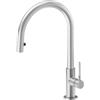 Newform - MAKI miscelatore lavello bocca girevole e doccia a scomparsa [PVD acciaio spazzolato] - 71845.59.066