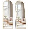 SONGMICS Specchio a Figura Intera, 160 x 50 cm, Specchio da Terra ad Arco con Supporto, Cornice in Lega di Alluminio, Vetro Temperato, Camera da Letto Soggiorno, Oro Pallido LFM031A01