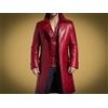 Fatto a mano Elegante trench uomo ROSSO originale pelle di agnello fatto a mano nuovo casu...