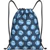 Zelinge Zaino con coulisse, sacca sportiva da palestra, Baseball Blu Strisce Nere, M (16.5 x 19.6 inch), Sportivo | Borsa da nuoto per spiaggia