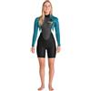 C-Skins 2026 Donna Element 3/2mm Manica Lunga Back Zip Muta Primaverile C-EL32SPW - Black/Emerald/Ice Blue