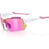 VCOROS Occhiali da ciclismo JN007 Occhiali da ciclismo uomo donna protezione UV400 montatura TR90 occhiali da sole sportivi per ciclismo, moto, pesca, guida, colore: bianco e rosa