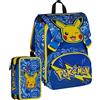 Pokémon Seven Pokemon - Schoolpack Zaino estensibile per scuola elementare + Astuccio triplo riempito 44 pezzi
