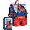 Spiderman Seven Spider-Man - Schoolpack Zaino estensibile per scuola elementare + Astuccio triplo riempito 44 pezzi