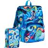 Seven SJ Gang Space Ride - Schoolpack Zaino estensibile big per scuola elementare + Astuccio triplo riempito 3D 45 pezzi