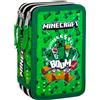 Minecraft Boom - Astuccio Scuola 3 Scomparti Completo 44 Pezzi, 20x12x7 cm, con effetto 3D