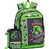 Minecraft Mascots - Schoolpack Zaino organizzato per scuola elementare + Astuccio triplo riempito 45 pezzi