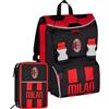 A.C. Milan Seven Milan - Schoolpack Zaino sdoppiabile per scuola elementare e media + Astuccio triplo riempito