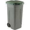 MobilPlastic Bidone mobile Cento 100Lt grigio c/coperchio verde per raccolta differenziata
